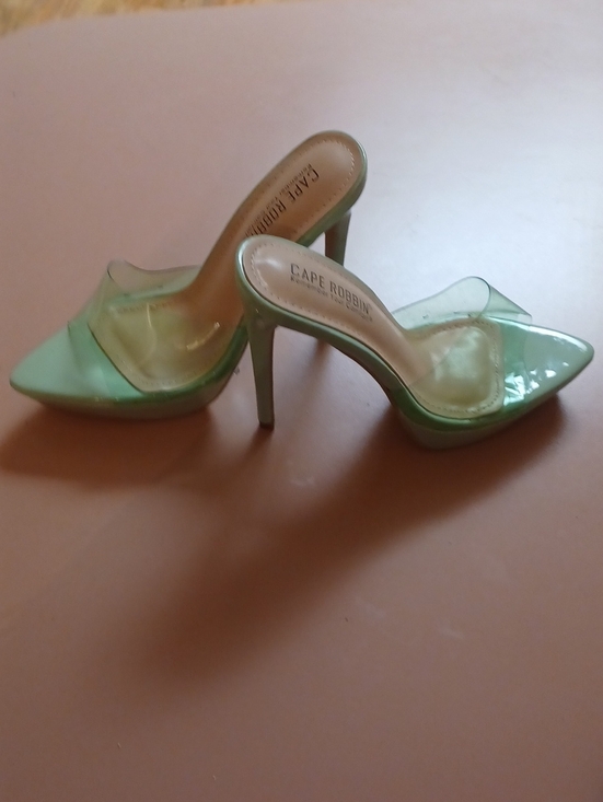 Cape Robbin Shoes - Cape Robbin Mint Green Clear PVC Stiletto Mules